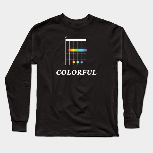 B Colorful B Guitar Chord Tab Dark Theme Long Sleeve T-Shirt by nightsworthy